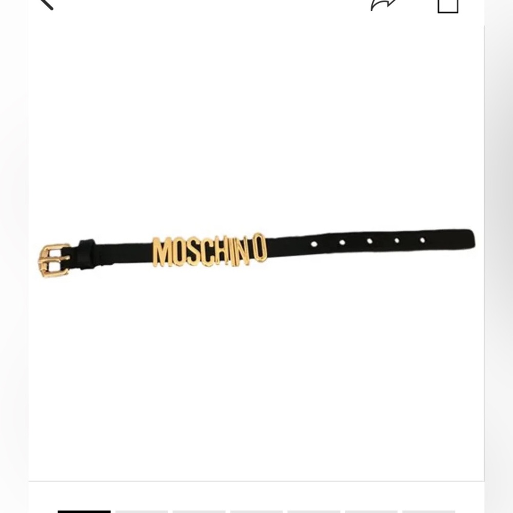 Moschino Black leather bracelet Gold Logo Letters
